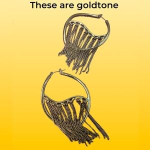 Goldtone Fringe Hoop Earrings